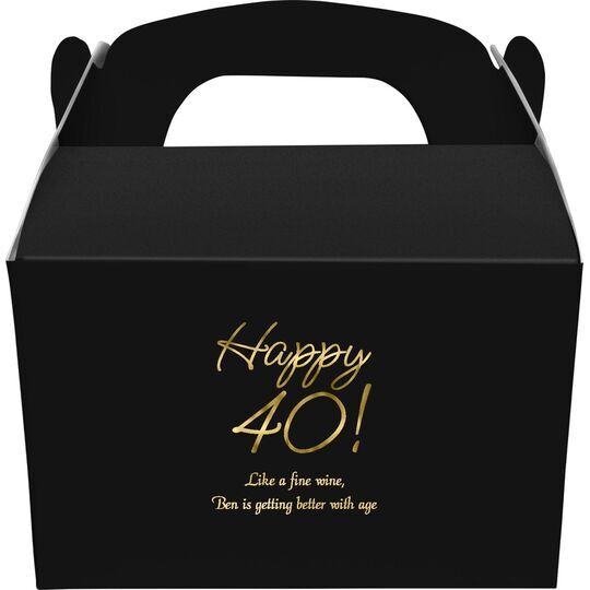 Elegant Happy 40th Gable Favor Boxes